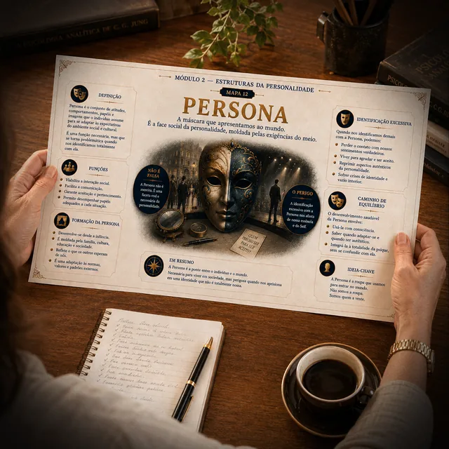 Mapa mental sobre a Persona em mãos sobre a mesa