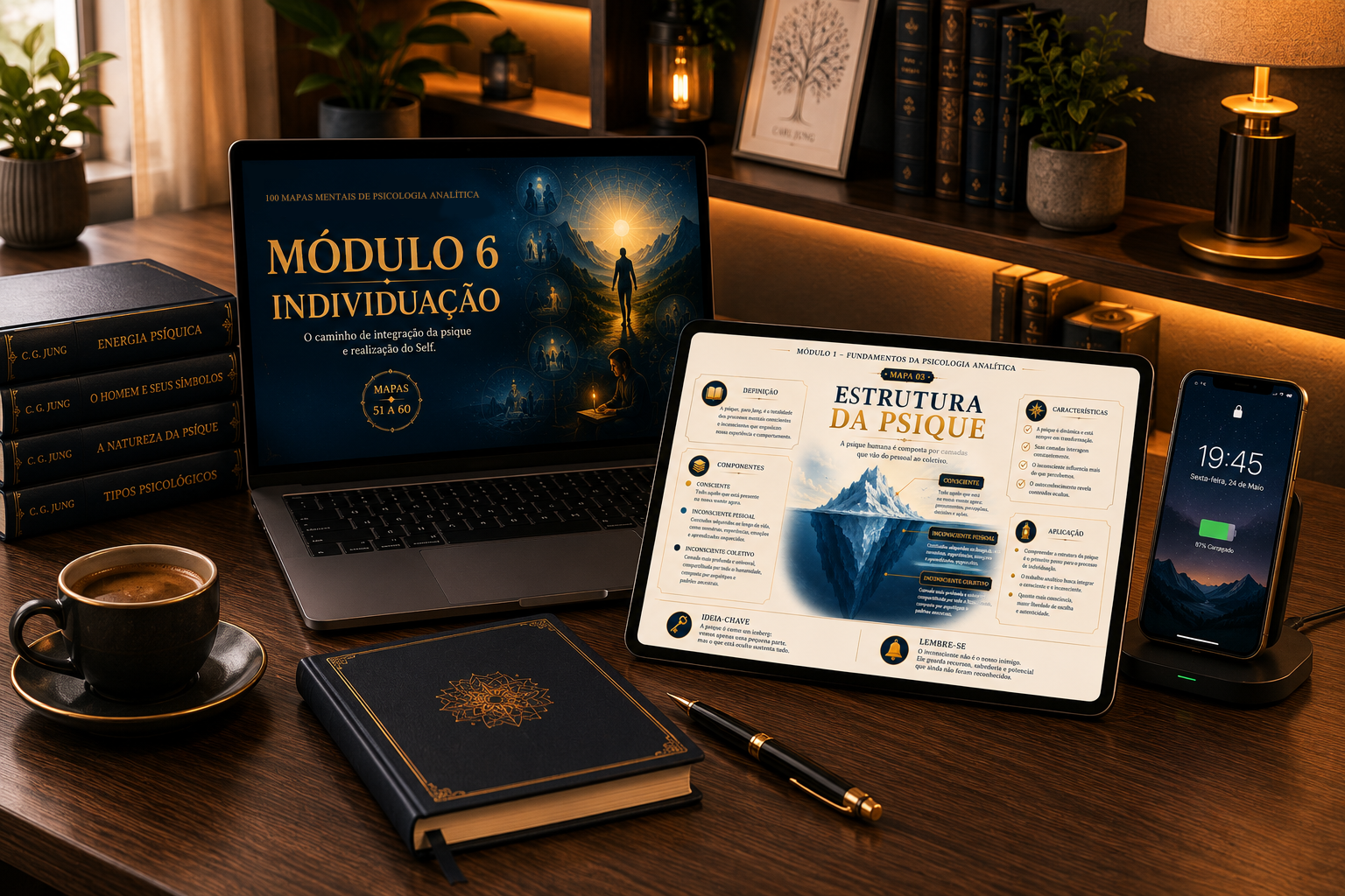 Ebook exibido em notebook, tablet e smartphone
